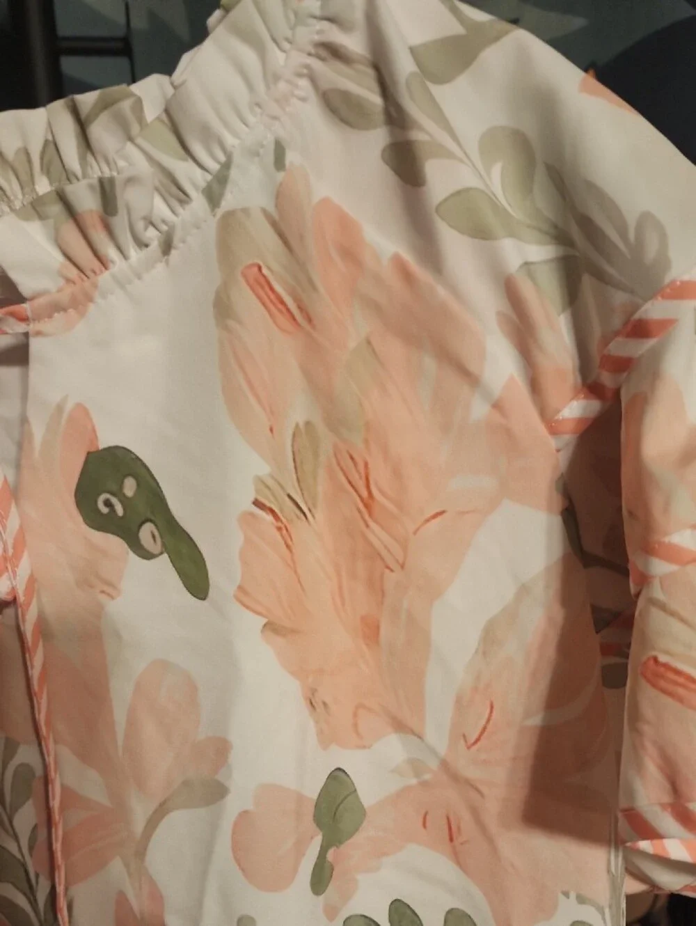 Cute Peach & Sage Floral Ruffle Dress - Picture 2 of 5